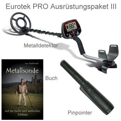 Teknetics Eurotek PRO (LTE) Premiumpaket (Metalldetektor & Quest Xpointer (orange) & Schatzsucherhandbuch)