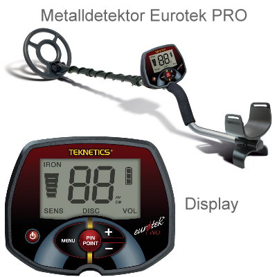 Teknetics Eurotek PRO (LTE) Premiumpaket (Metalldetektor & Quest Xpointer & Schatzsucherhandbuch)