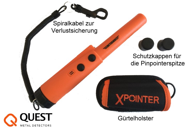 Pinpointer Quest Xpointer orange (neuestes Modell) + Zubehör